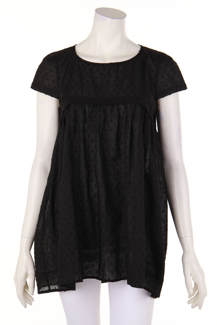 LUK´S - Babydoll-Kurzarm-Bluse aus Baumwolle mit Raffungen - L