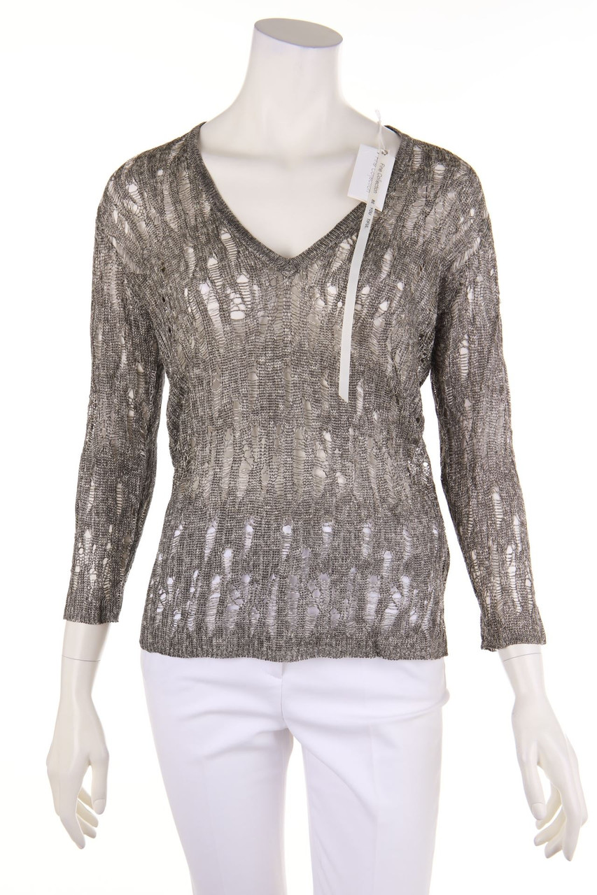 Fine Collection - Strick-Pullover mit tiefem Ausschnitt - M