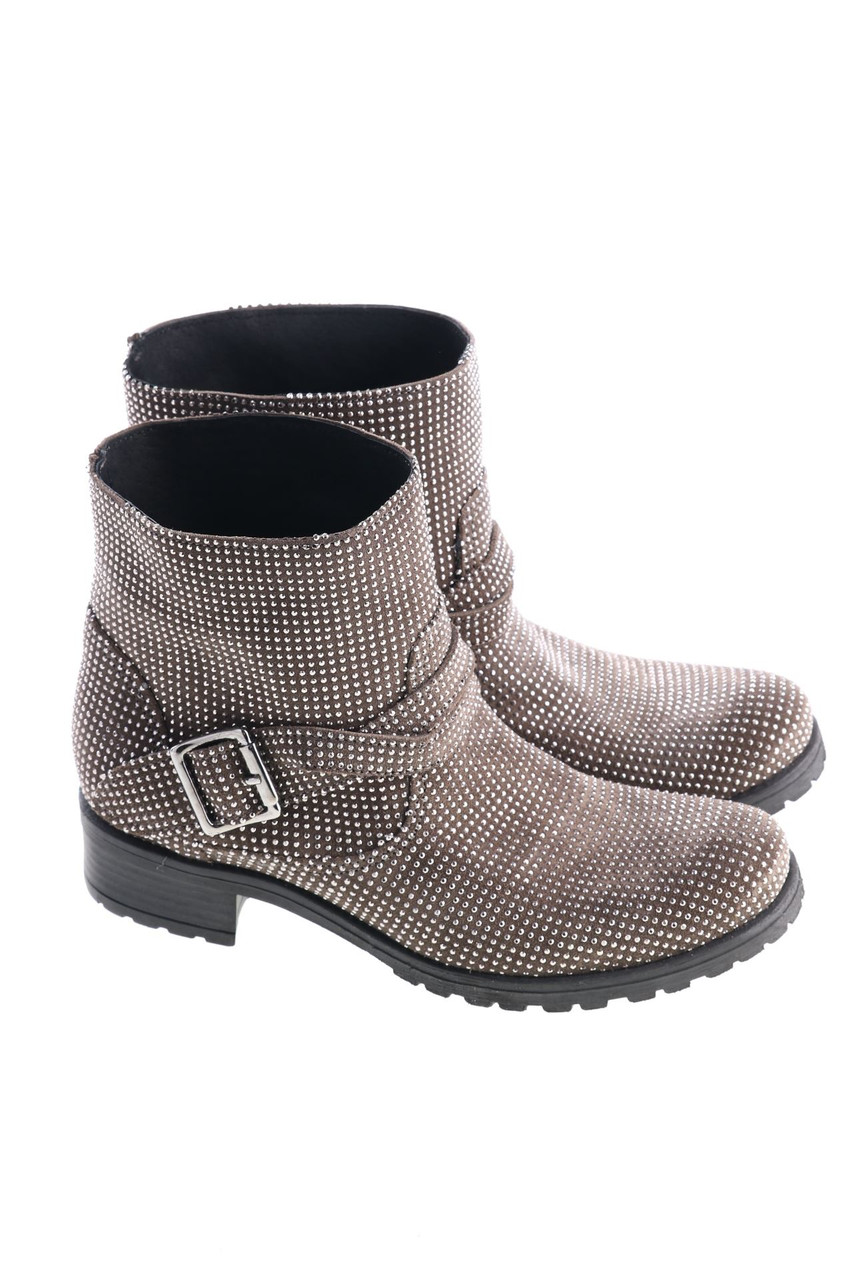 FABRIZIO CHINI - Leder-Stiefeletten mit Strass-Steinen