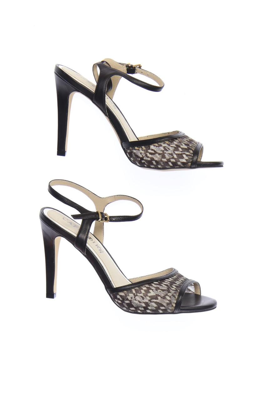 CAFeNOIR - Leder-Sandaletten mit Mesh-Einsatz