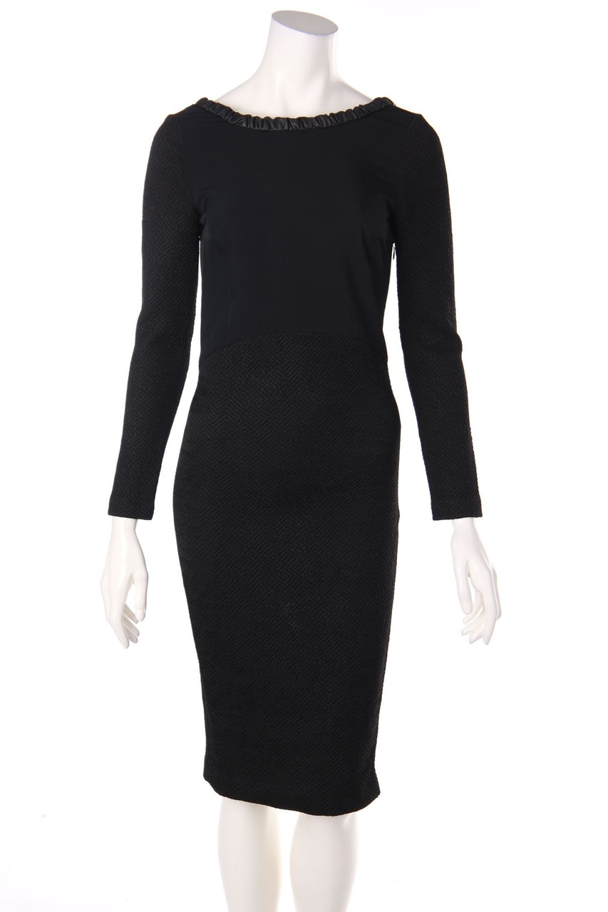 maje - Abendkleid mit Kunstleder-Details - D 34