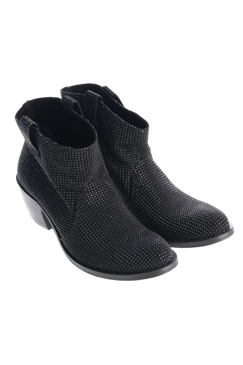 FABRIZIO CHINI - Leder-Stiefeletten mit Strass-Steinen