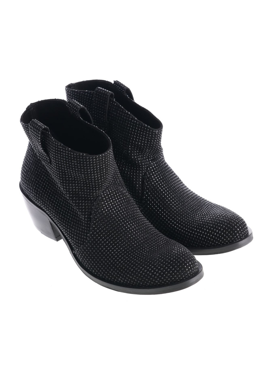 FABRIZIO CHINI - Leder-Stiefeletten mit Strass-Steinen