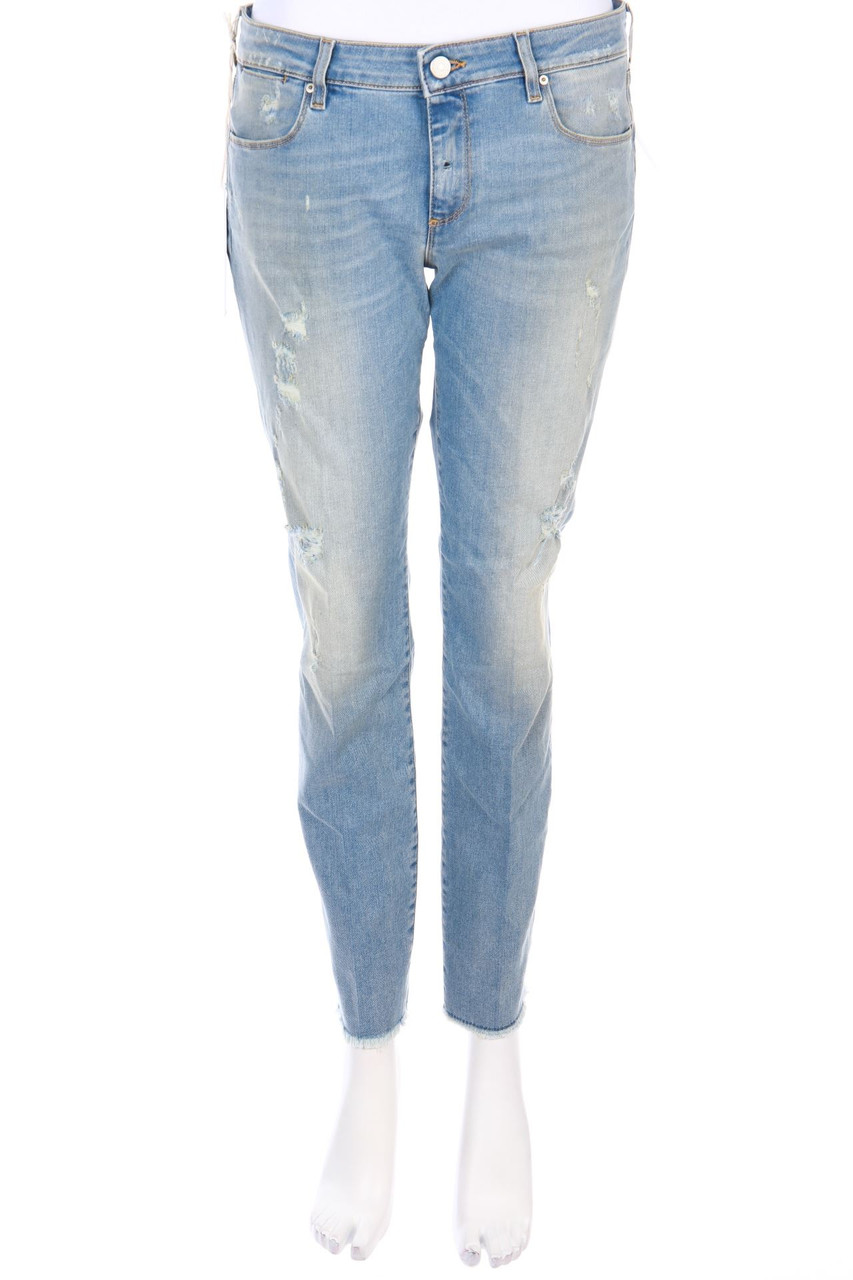 MAURO GRIFONI - Destroyed Straight Cut Jeans mit Logo-Applikation - W30