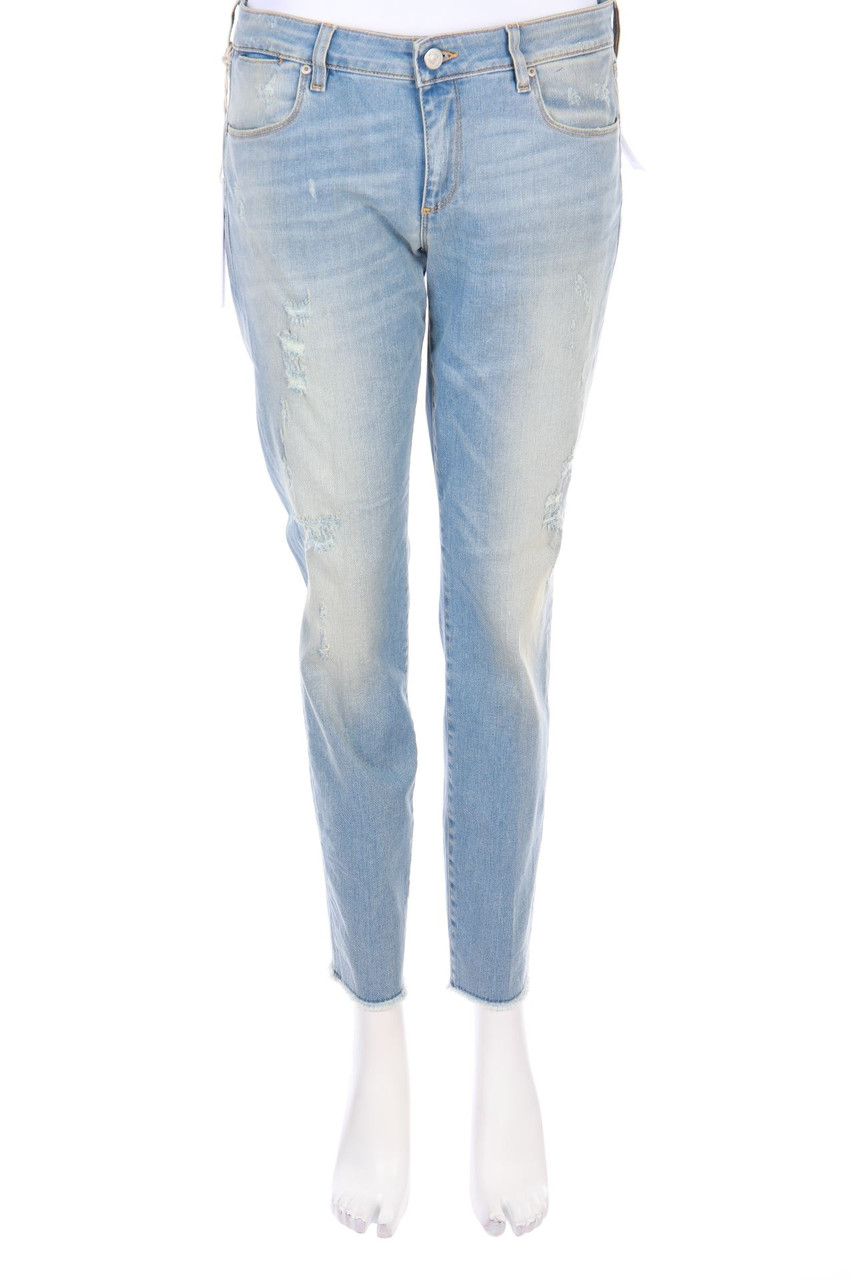 MAURO GRIFONI - Destroyed Straight Cut Jeans mit Logo-Applikation - W30