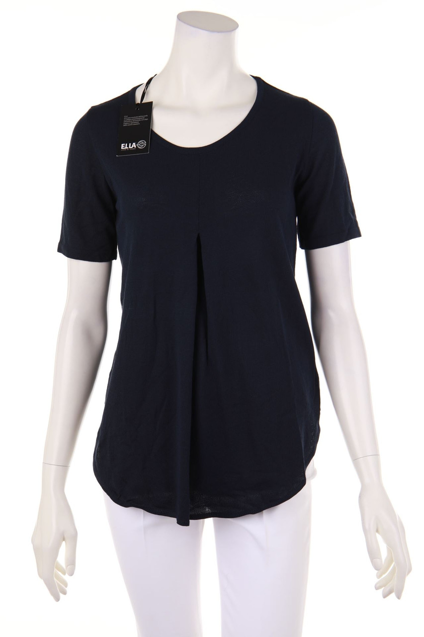 ELLA LAGO DI COMO - Kurzarm-Strick-Pullover mit Falten - S