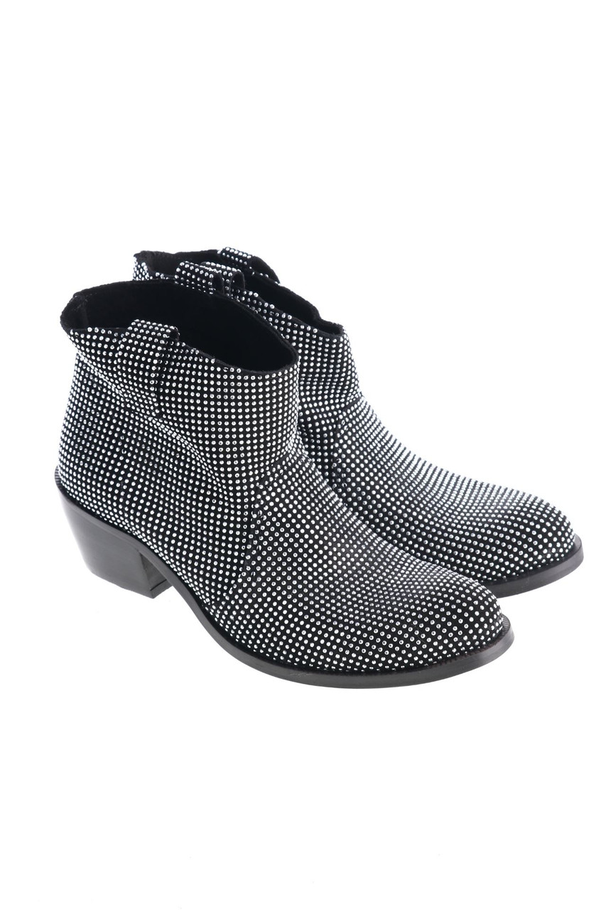 FABRIZIO CHINI - Leder-Stiefeletten mit Strass-Steinen