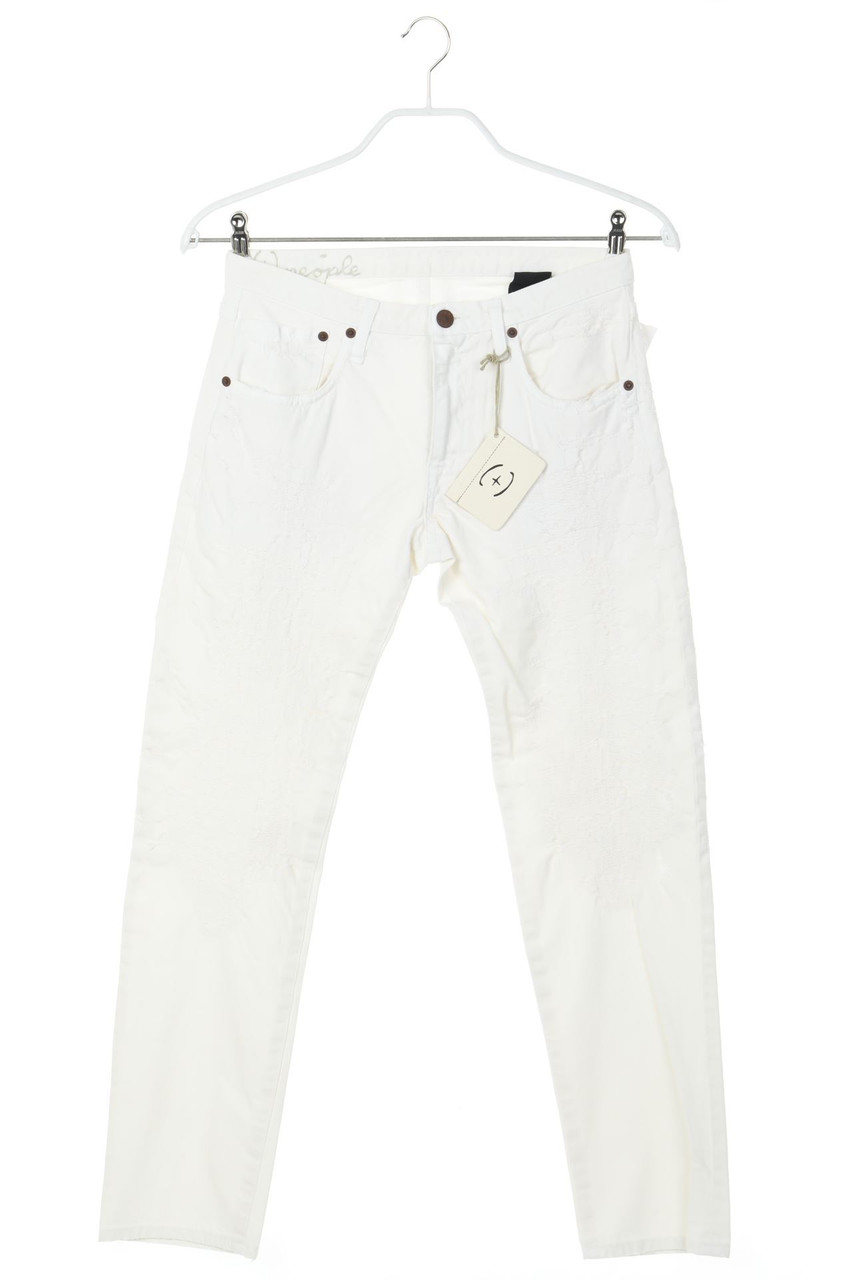 (+)people - Destroyed Straight Cut Jeans mit Logo-Applikation - W30