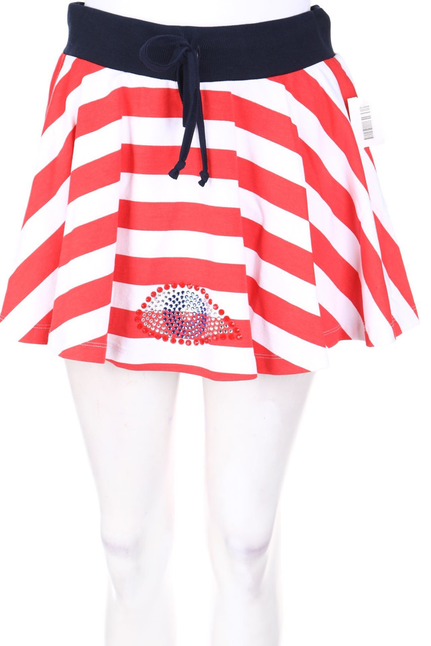 Odi et Amo - Streifen-Minirock mit Strass-Steinen - S