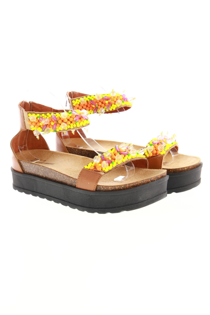 MISS BIKINI LUXE - Plateau-Sandalen aus Leder mit Perlen