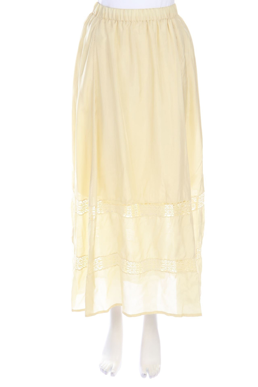 momonì - Maxi-Rock aus Seiden-Mischung mit Spitzen-Einsatz - XS