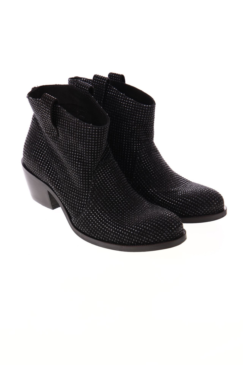 FABRIZIO CHINI - Stiefeletten aus echtem Leder mit Strass-Steinen