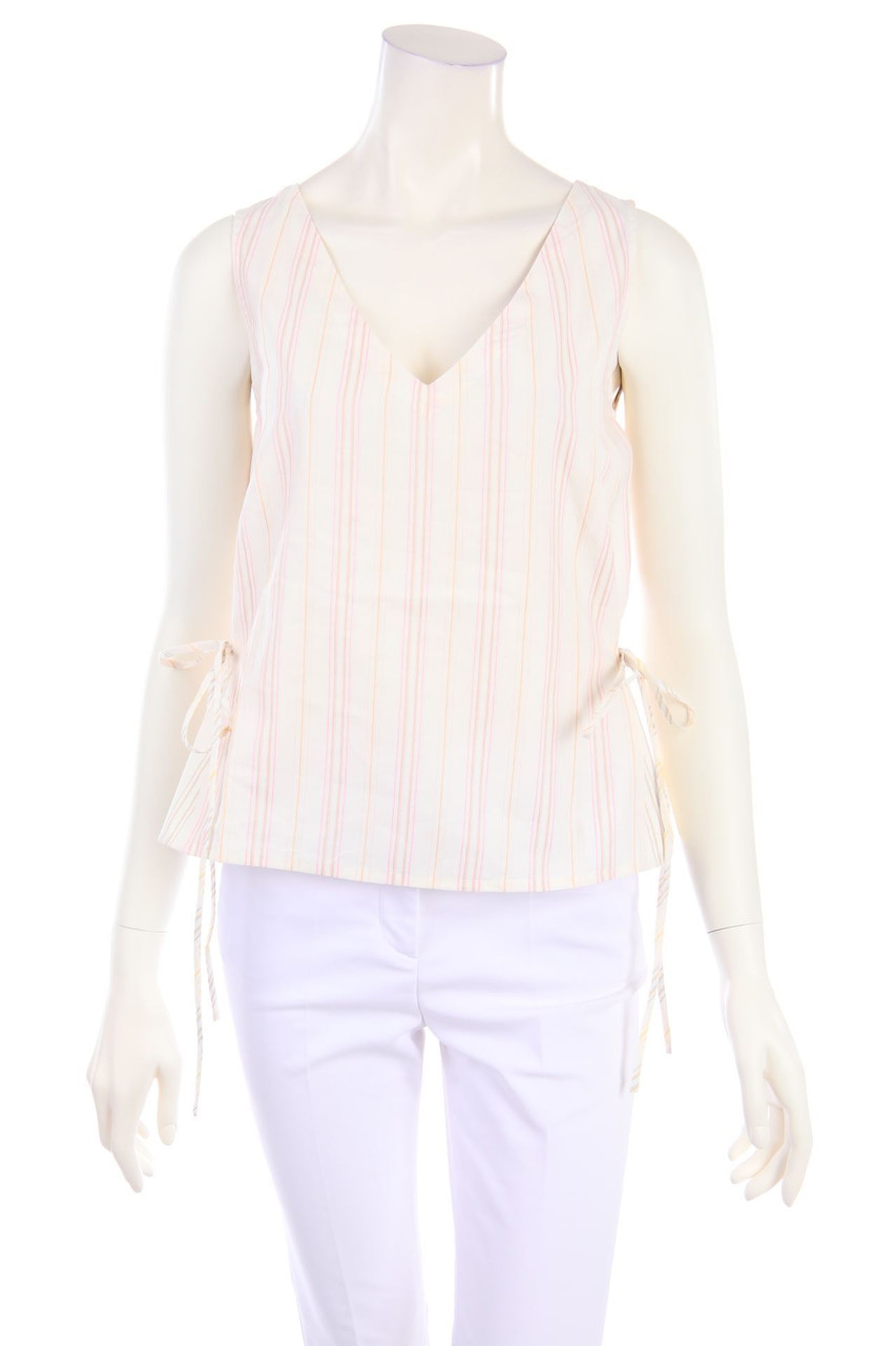 RENLI SU - Streifen-Blusentop mit Schnürung - S