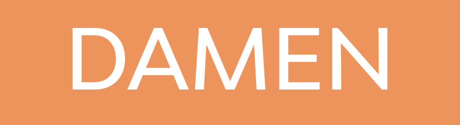 Orangenes Banner mit dem wei&szlig;en Wort Damen