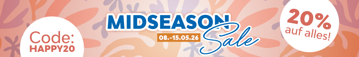 Banner mit der Aufschrift Midseason Sale 20% auf alles
