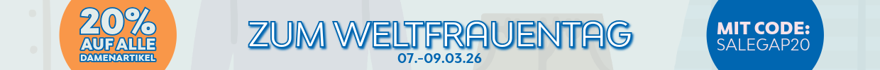 Banner mit der Aufschrift 20% Sale zum Weltfrauentag auf alle Damenartikel