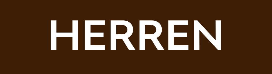 Secondhand Mode für Männer Blaues Banner mit dem weißen Wort Herren