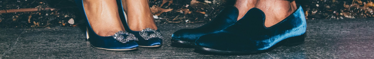 Blaue Schuhe aus Samt